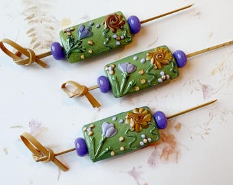 Garden Gate Kalera Focal Bead With Lavender Spacer Beads, Venetian Glass