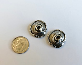 Lazy Swirl End Caps, Set of 2, Mykonos Pewter From Greece, 19mm, Large End Caps