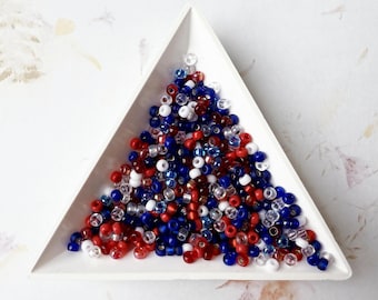 Miyuki Seed Bead Mix: Red, White & Blue - Size 8/0 (14 Grams)