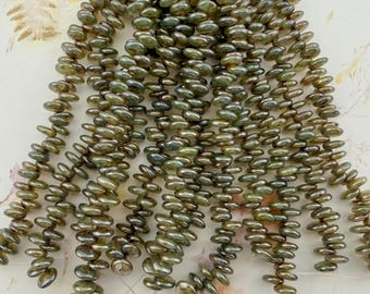 6mm Lentil Beads, Milky Ultra Luster Green, Top Drilled Strand