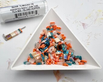 Tila Mix, Island Hopper, Miyuki Assorted Sizes in a Tube, 7.2 GM, Includes 2 Colors Each of Quarter, Half and Tila Beads