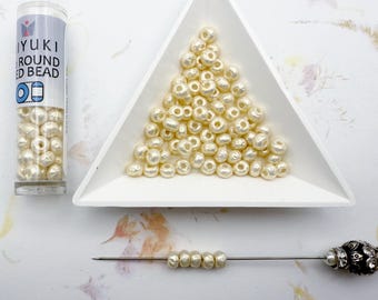 White Baroque Pearls, Miyuki Size 6 Baroque Pearls in 2 Inch Tubes, 6.8g