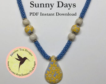 PDF Kumihimo Pattern, Sunny Days Beaded Kumihimo Necklace Tutorial, Tutorial Only, Instant Download