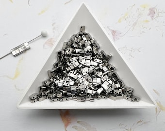 Miyuki Palladium Plated Half Tila Beads (5x2.3mm), 7.8g Tube