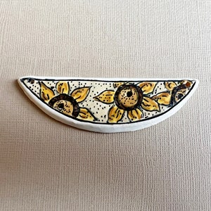 Sunflowers by Damyanah Studio, Stoneware Half Circle Pendant, Hand Crafted in Bulgaria