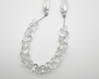 Faceted Crystal Quartz Strand: 8mm Onion Drop Beads