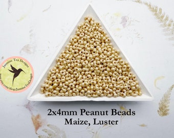 Maize Luster, Peanut Beads, 2x4mm Peanut Beads, Matsuno Peanut Beads, 32 grams, 6 Inch Tubes, Luster Finish