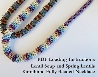PDF Kumihimo Loading Instructions, Lentil Soup Beaded Kumihimo Necklace, 19 Inch Necklace, Z Spiral, Yatsu Kongoh Gumi, Instant Download
