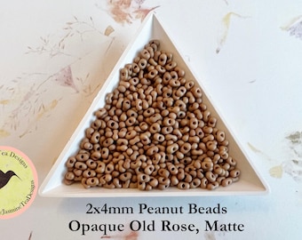 Old Rose, Matte Peanut Beads, 2x4mm Peanut Beads, Matsuno Peanut Beads, 32 grams, 6 Inch Tubes, Matte Finish
