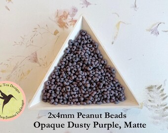 Dusty Purple, Peanut Beads, 2x4mm Peanut Beads, Matsuno Peanut Beads, 32 grams, 6 Inch Tubes, Matte Finish
