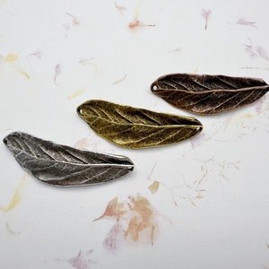 Double Hole Leaf Connector: Pewter Bracelet Link (2 Inches)