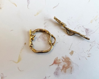 Antique Gold, Woodland Toggle Clasp Set, Woodland Ring And Toggle Bar, 2 Piece Set