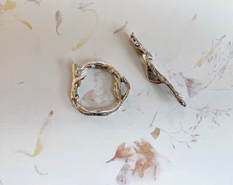 Antique Silver, Woodland Toggle Clasp Set, Woodland Ring And Toggle Bar, 2 Piece Set