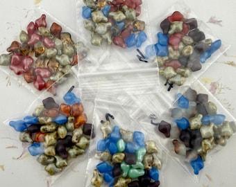 Czech Glass Small Spade Beads, 11x8mm, 28 Pcs Assorted Mixes 1 through 6