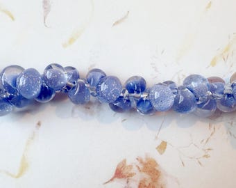 Periwinkle Boro Glass Teardrop Beads with Glitter, 25 Strand