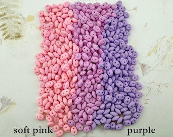 Czech SuperDuo® Bondeli Colors, Matte Purple, Lilac and Pink, 2-Hole Bead
