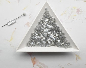 Miyuki, Transparent Silver Gray Gold Luster, Half Tila, 7.8g Tube, 5x2.3mm