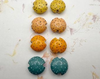 Polka Dot Stoneware Lentil Beads: Hand-Painted Damyanah Studio Set of 2