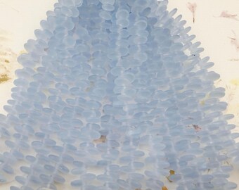 6mm Light Sapphire Czech Glass Lentil Beads, Matte AB, Top Drilled, 50 Pieces