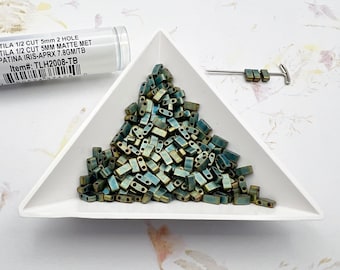 Miyuki Half Tila Beads: Matte Metallic Patina Iris, 5x2.3mm (7.8 GM Tube)