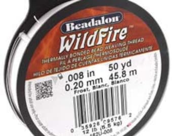 White Beadalon WildFire Thread, .008 Inches, .20mm, 50 Yards Per Spool, Thermally Bonded Bead Weaving Thread