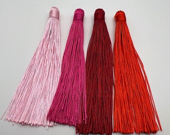 Tassel, 5 Inch Tassel, Rose, Fuchsia, Garnet and Carnelian, Silky Tassels