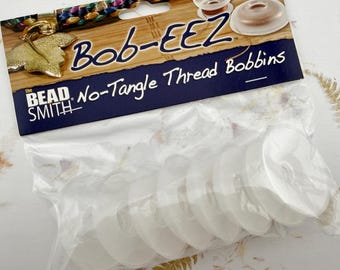 No Tangle Thread Bobbins, Recommended for Use With the Kumihimo Disk, Set of 8, Clear (1 7/8 inch)