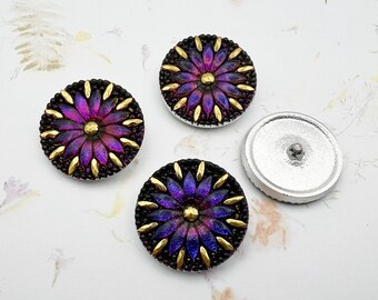 31mm Flower Button Vitral Medium with Gold Accents