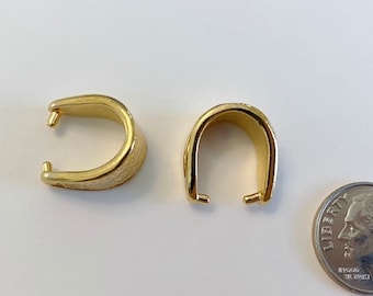 Tierra Cast Pinch Bail, Hammertone Gold, Two Sided Hammertone Design, Bails For Kumihimo