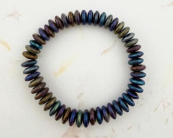 6mm Disc Spacer Beads, Metallic Iris with Etched Finish