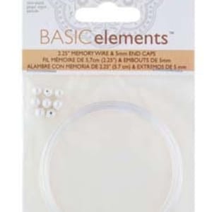Silver Tone Memory Wire Kit for Making Bracelets, 2.25 Inch Memory Wire With 8 5mm End Caps