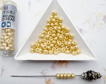 Cream Baroque Pearls, Miyuki Size 6 Baroque Pearls in 2 Inch Tubes, 6.8g