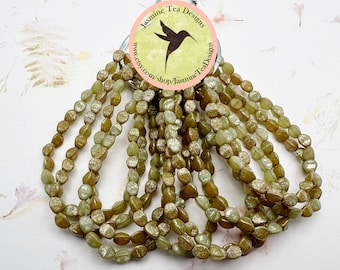 Pinch Beads, Champagne with a Mercury Finish, 5x3mm Pinch Beads, 30 Pinch Beads Per Strand