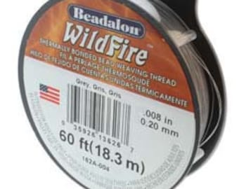 Grey, Gray Beadalon WildFire Thread, .008 Inches, .20mm, 50 Yards Per Spool Or 150 Feet, Thermally Bonded Bead Weaving Thread