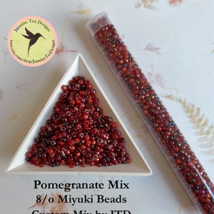 Miyuki Size 8 Pomegranate Mix, Five Deferent Seed Bead Colors Selected and Blended by Jasmine Tea Designs, 5 Inch Tubes, 22 to 25g Each