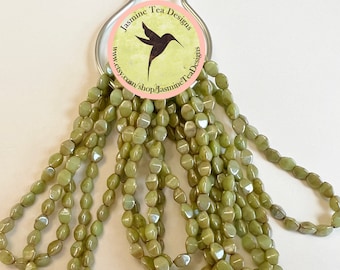 Pinch Beads, Sage Picasso, 5x3mm Pinch Beads, 30 Pinch Beads Per Strand