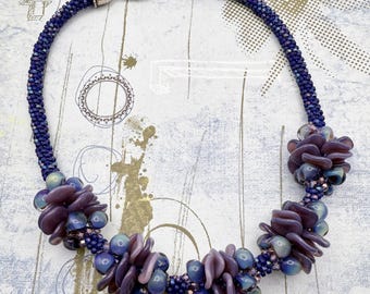 After Midnight, Kumihimo Statement Necklace, Measures 20 Inches and Finishes with Antique Silver  Magnetic Clasp and Matching End Caps