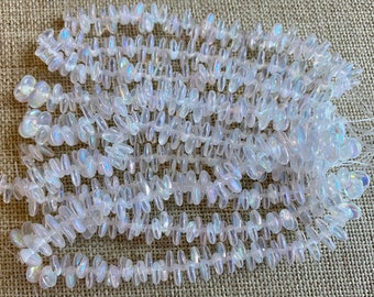 Crystal AB Top Drilled Lentil Beads, 6mm Top Drilled Lentil Beads, 50 Pieces Per Strand