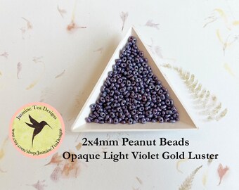 Light Violet Gold, Luster Peanut Beads, 2x4mm Peanut Beads, Matsuno Peanut Beads, 32 grams, 6 Inch Tubes, Luster Finish