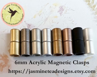 6mm Acrylic Magnetic End Cap Clasp, Acrylic Magnetic Clasp, Eight Finishes To Chose From, Glue-In Magnetic Clasps