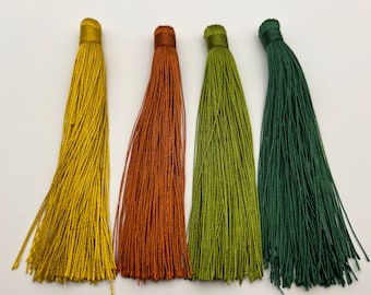 Tassel, 5 Inch Tassel, Citrine, Topaz, Olivine or Emerald, Silky Tassels