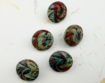 14mm Delicate Swirl Design, Opaque Red with Picasso