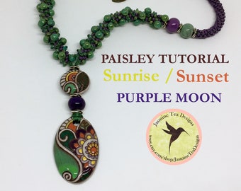 PDF Kumihimo Pattern, PAISLEY Beaded Kumihimo Necklace Tutorial, Tutorial Only, Includes Sunrise, Sunset And Purple Moon, Instant Download
