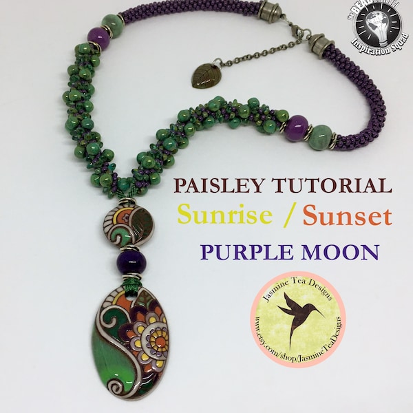 PDF Kumihimo Pattern, PAISLEY Beaded Kumihimo Necklace Tutorial, Tutorial Only, Includes Sunrise, Sunset And Purple Moon, Instant Download