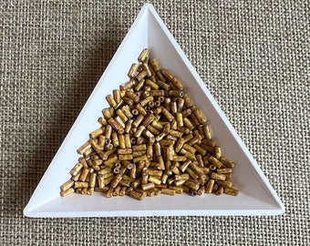 White Picasso #2 Bugle Beads, Size 2 Bugle Beads, 4x2mm Bugle Beads, 10 Grams Per Loose Pack