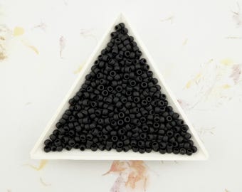 TOHO 8/0 Opaque Frosted Jet Black Seed Beads, (Color 49F), 3mm