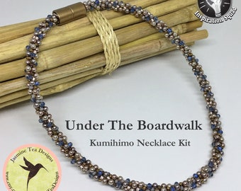 KIT, Under the Boardwalk, Beaded Kumihimo Necklace Kit, Loading Instructions Included, Beads And Clasp Included