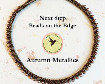 KIT, Beaded Kumihimo Next Step Beginner Kits, Available in Autumn Metallics, Learn to Create a Drop Bead Edge Using a Counted Pattern