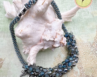 Coral Reef Beaded Necklace, Sterling Silver Coral Branches, Artisan Beads And Japanese Seed Beads Are Braided Together