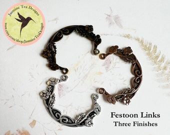 Poppy Festoon Link, Choose Anitque Silver, Antique Copper or Antique Gold
